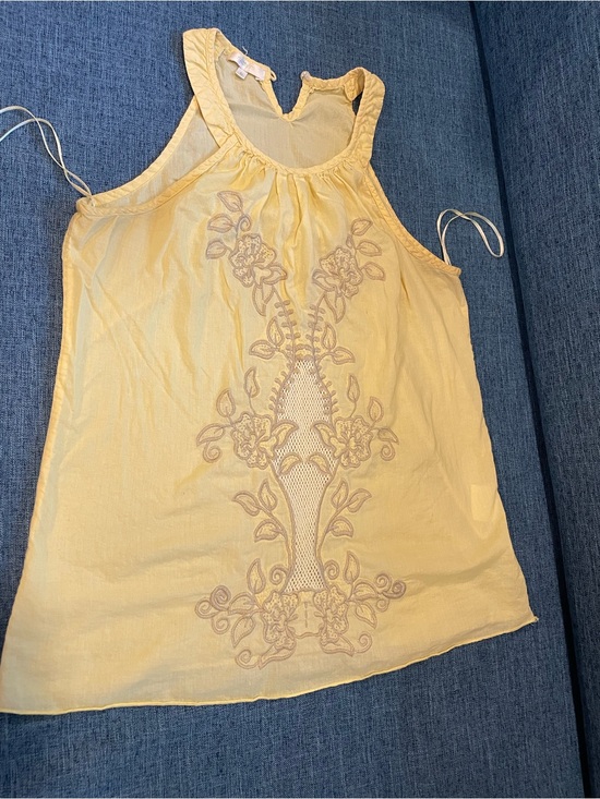 Matty M Tops - Matty M Yellow vintage Sleeveless Embroidered Camisole shirt